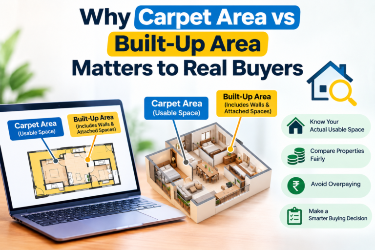 Carpet Area vs Built-Up Area in Gandhinagar Flats: What Homebuyers Must Know Before Booking