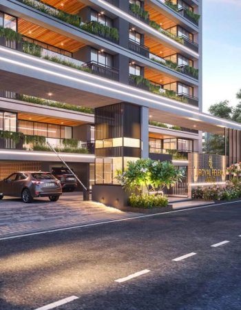 Modern building with lush greenery.