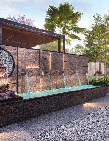 Buddha statue with flowing water feature