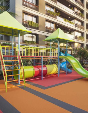 Colorful playground with slides and tunnels